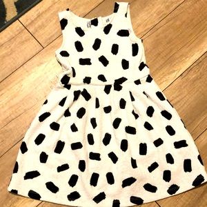 Girls dress white with black print 4T